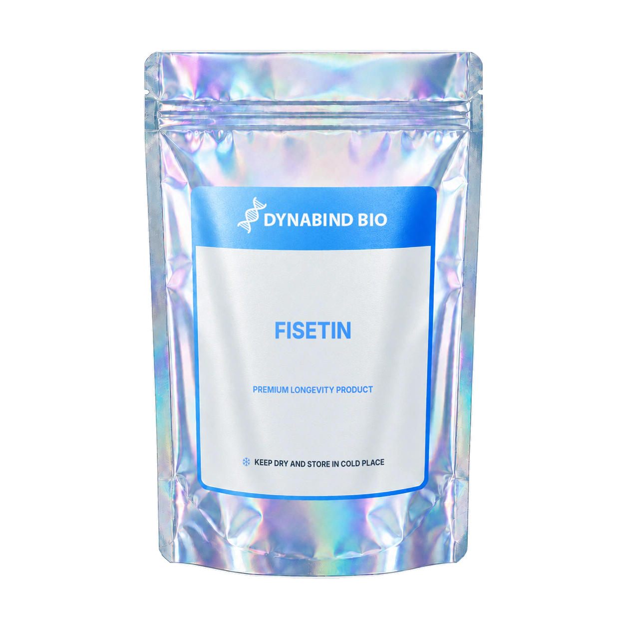 Fisetin supplement pouch for cellular senescence, antioxidant defence and healthy-aging research by DynaBind Bio